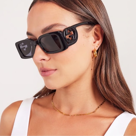 NEW GUCCI GG1325S 001 SQUARE BLACK WOMEN GUCCI SUNGLASSES - Picture 6 of 14